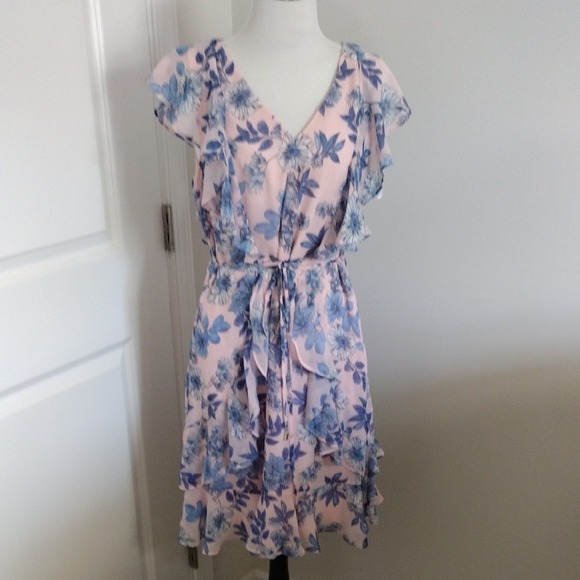 Tommy Hilfiger Blue and Pink Floral Mini Dress - Picture 1 of 8